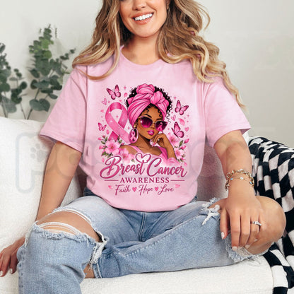 Breast Cancer Survivor Boxing Woman Angel Wings T-Shirt – Fighter Pink Ribbon Graphic Tee