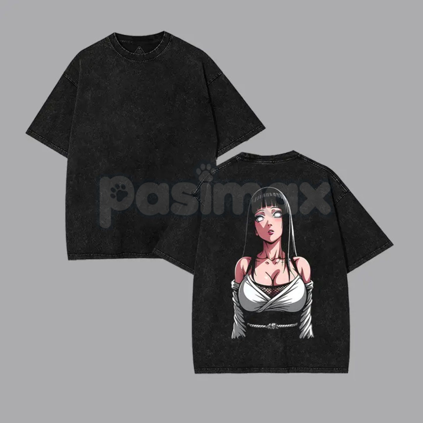 Hinata Hyuga Naruto Double Printed Vintage Washed Tee – Byakugan Princess Retro Anime Streetwear