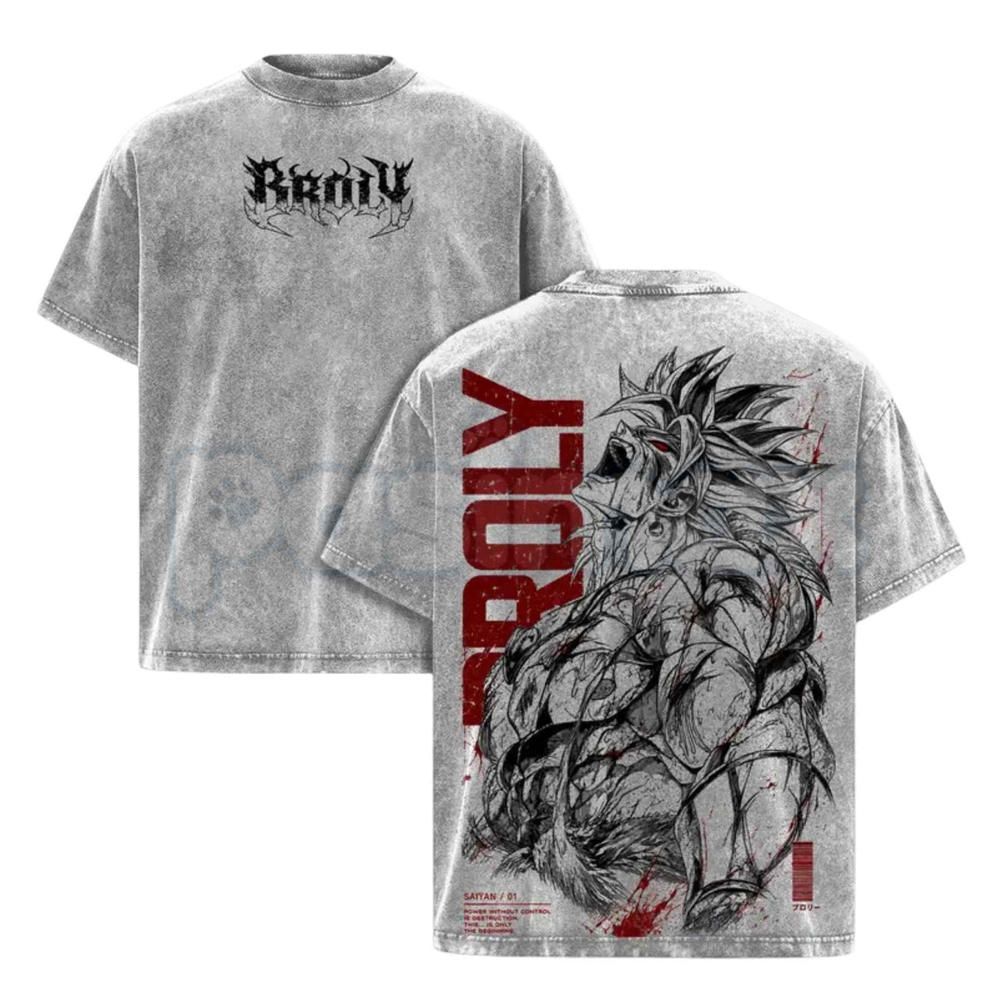 Broly DBZ Washed Tee – Super Saiyan Berserker Anime Graphic Double Printed T-Shirt, Vintage Acid Washed Lightweight Cotton Dragon Ball Z Top