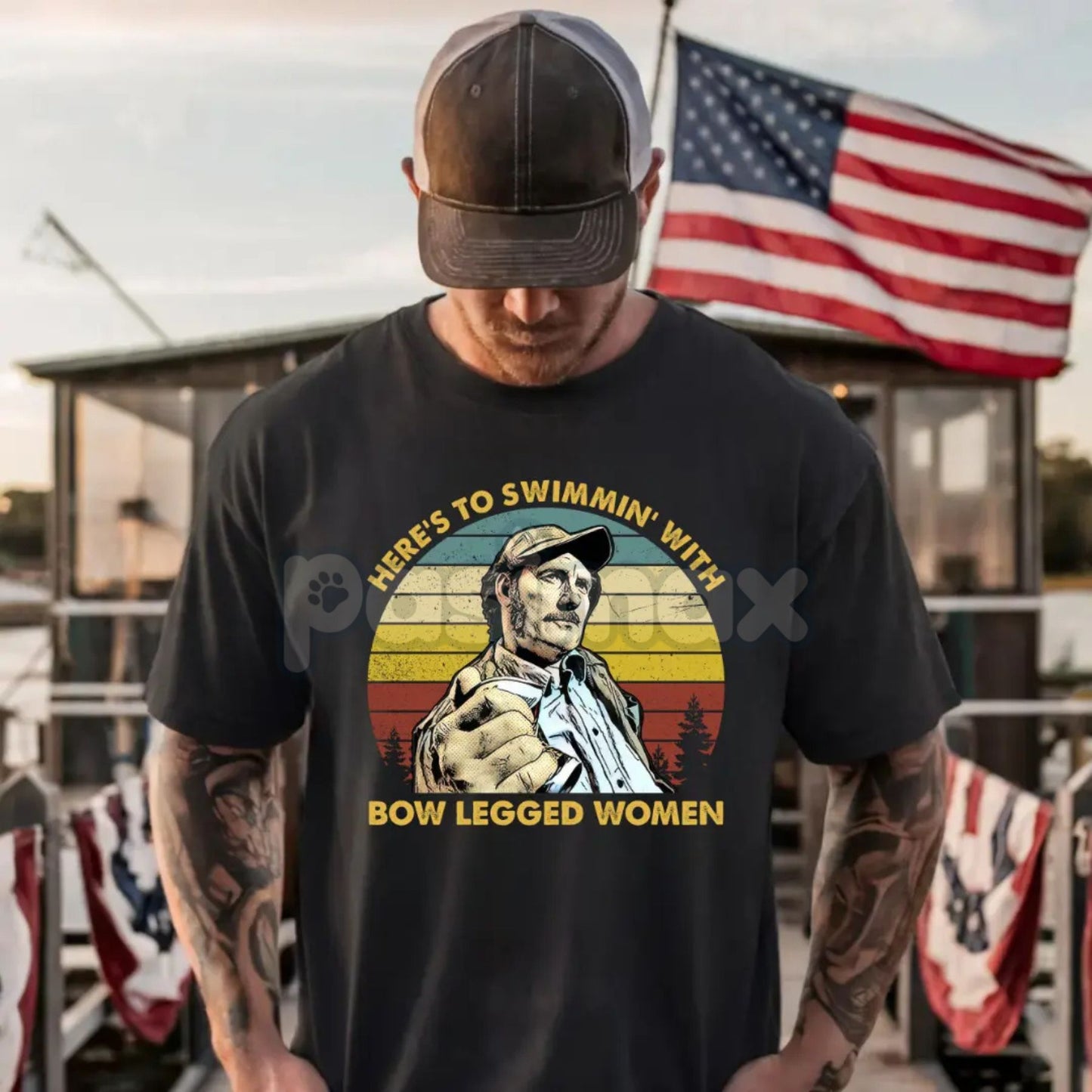 Quint's Toast Jaws T-Shirt - Vintage Nautical Slogan Tee, Retro Movie Fan Gift, "Bow Legged Women" Humorous Apparel