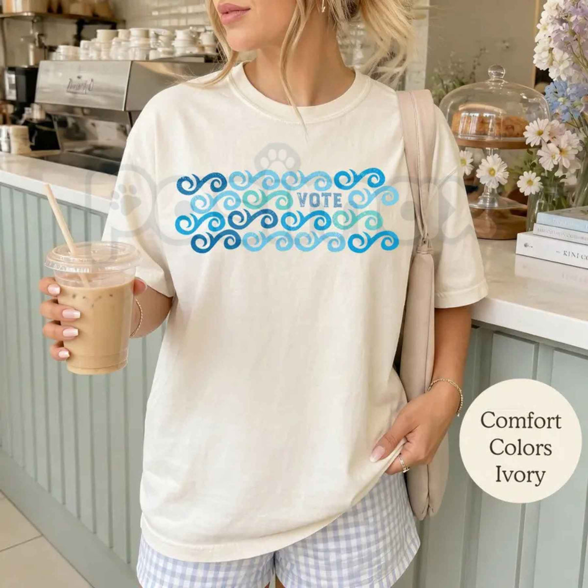 Comfort Colors® Vote Blue Waves T-Shirt – Liberal Voter Graphic Tee, Midterm Election 2026 Unisex Top & Gift