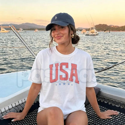 Retro America 4th of July T-Shirt – Preppy Independence Day Vintage Patriotic Graphic Tee