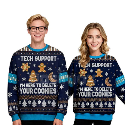 Geeksoutfit Retro Geek Sweater Ugly Christmas Jumper, Crew Neck Long Sleeve Holiday Knitwear for Men & Women