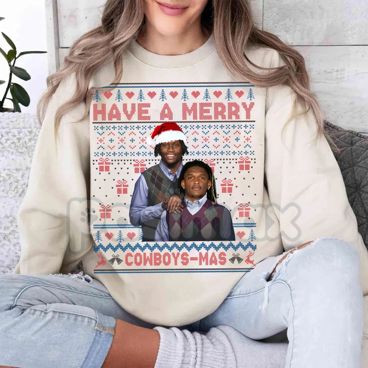 Merry Pickens Lamb Christmas Ugly Graphic Sweatshirt | Funny NFL Cowboys Steelers Holiday Jumper | Wide Receiver Fan Gift