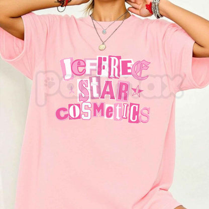 Y2K Pink Cutout Letters Jeffree Star Cosmetics T-Shirt – Unisex Cotton Graphic Tee