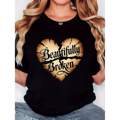 "Beautifully Broken" Vintage Graphic Tee - Stylish Urban Streetwear, Essential Couples Gift