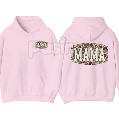 Camo Mama 2-Sided Hoodie – Rugged Outdoor Mom Pullover, Hunting & Country Aesthetic Streetwear, Double-Sided Graphic Sweatshirt