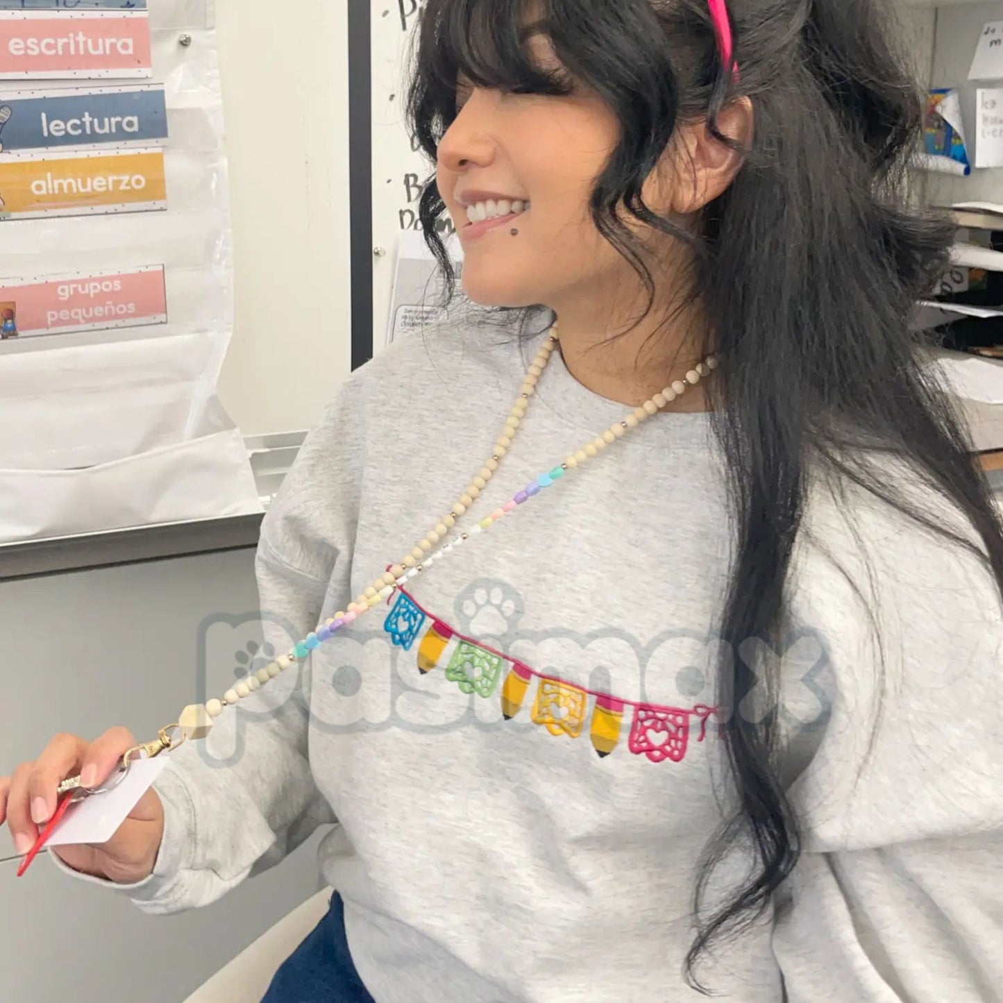 Maestra Papel Picado Embroidered Sweatshirt – Hispanic Culture Teacher Crewneck