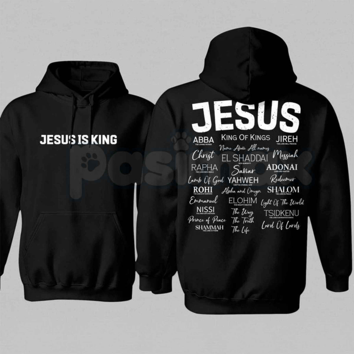JESUS IS KING Gothic Hoodie – Vintage Christian Faith Graphic Pullover, Heavyweight Religious Streetwear Sweatshirt, Unisex Heavy Blend