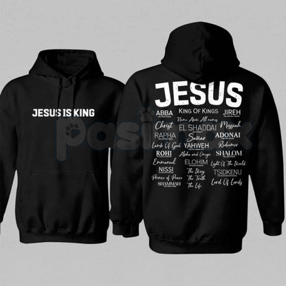 JESUS IS KING Gothic Hoodie – Vintage Christian Faith Graphic Pullover, Heavyweight Religious Streetwear Sweatshirt, Unisex Heavy Blend