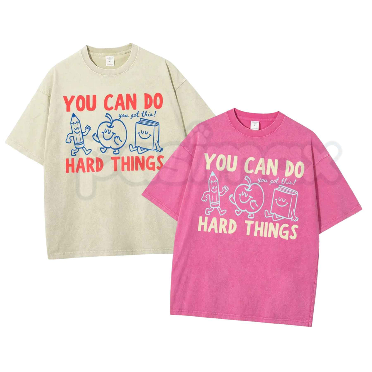 You Can Do Hard Things Shirt – Cute Retro Doodles You Got This Motivational Teacher Tee, Vintage Washed Lightweight Cotton Unisex Graphic Top