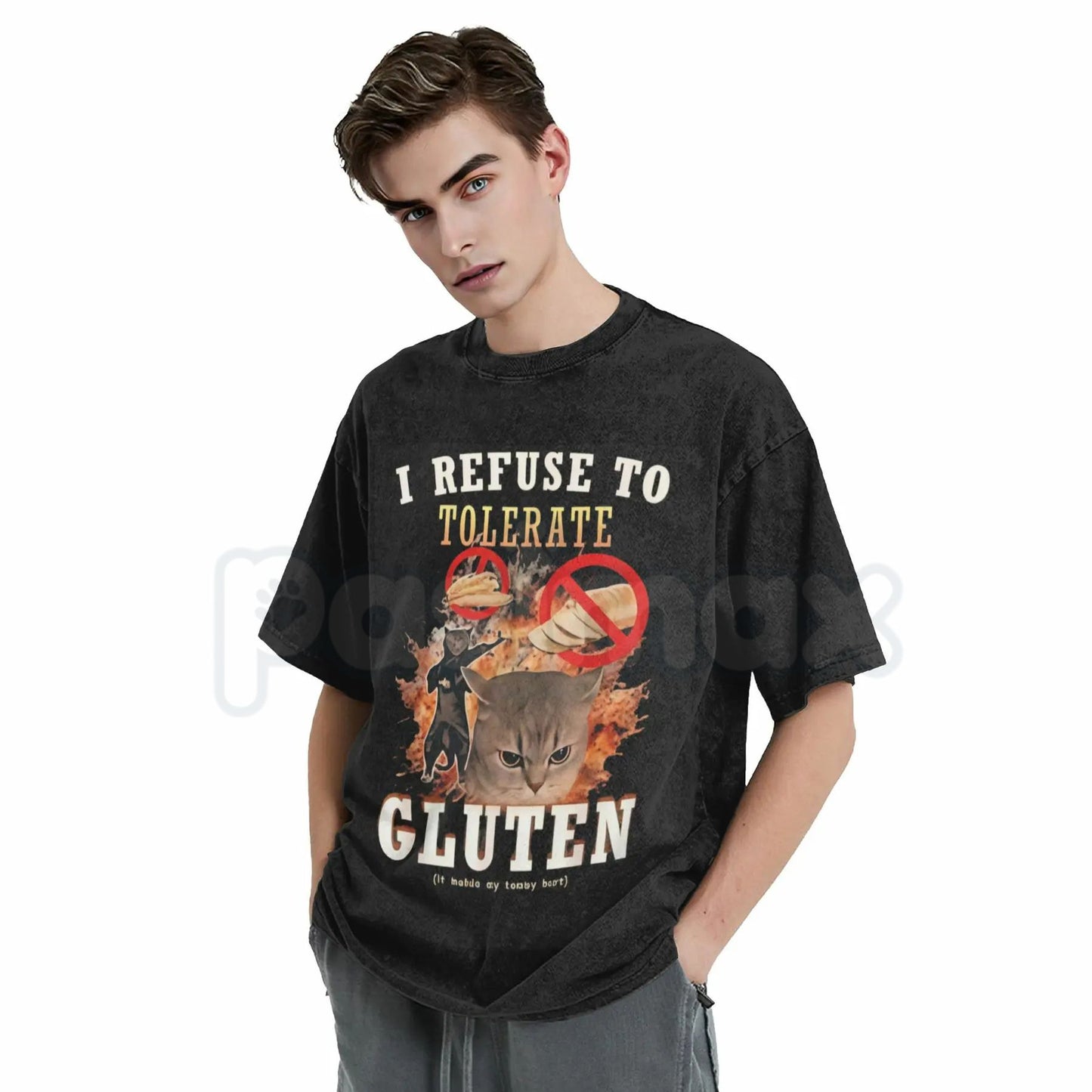 I Refuse To Tolerate Gluten Washed T-Shirt – Funny Sarcastic Quote Tee, Vintage Gluten-Free Graphic Shirt