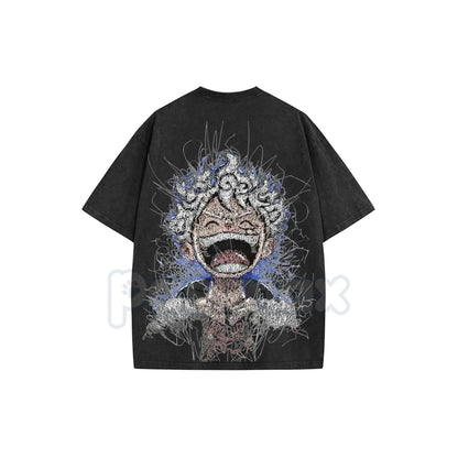 Sun God Nika "Joyboy" Awakening T-Shirt – One Piece Acid Wash Vintage Manga Graphic Tee