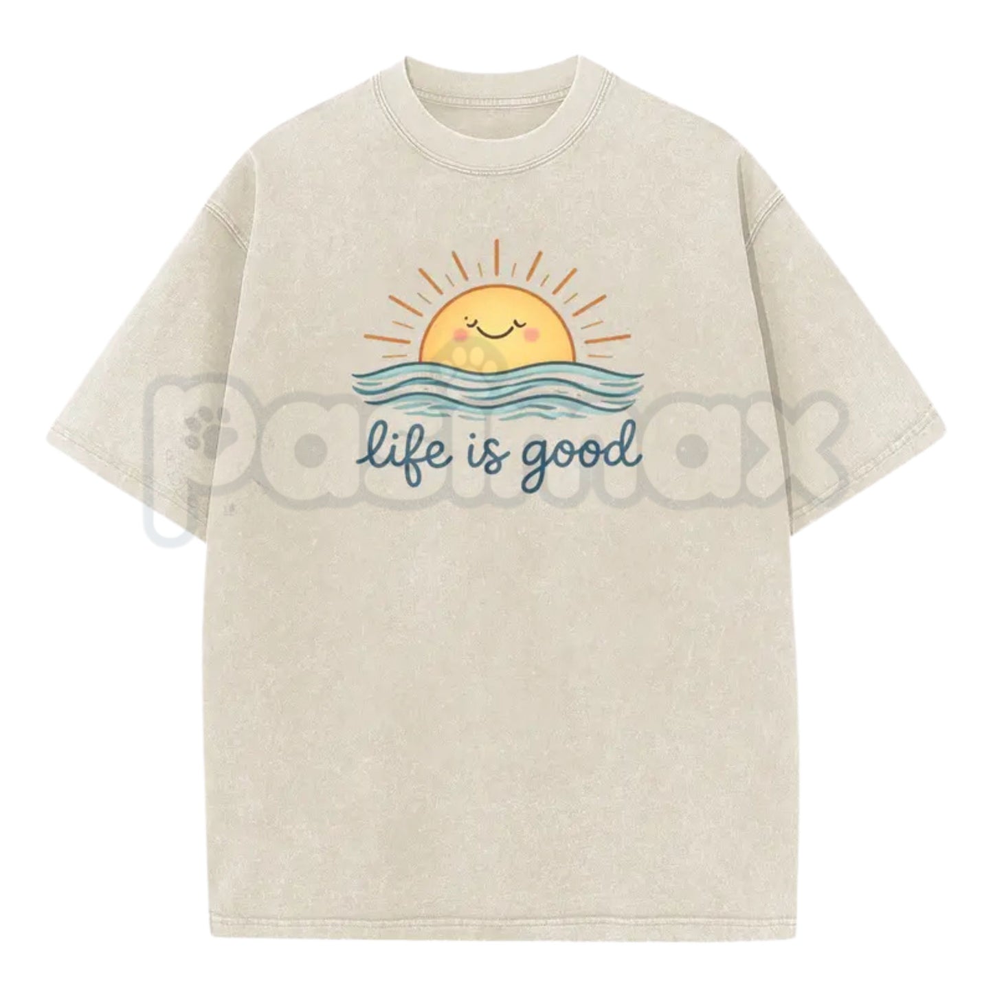 Life is Good Vintage Washed T-Shirt – Retro Crew Neck Graphic Tee, Positive Vibes Lightweight Cotton Top, Sincere Inspirational Streetwear