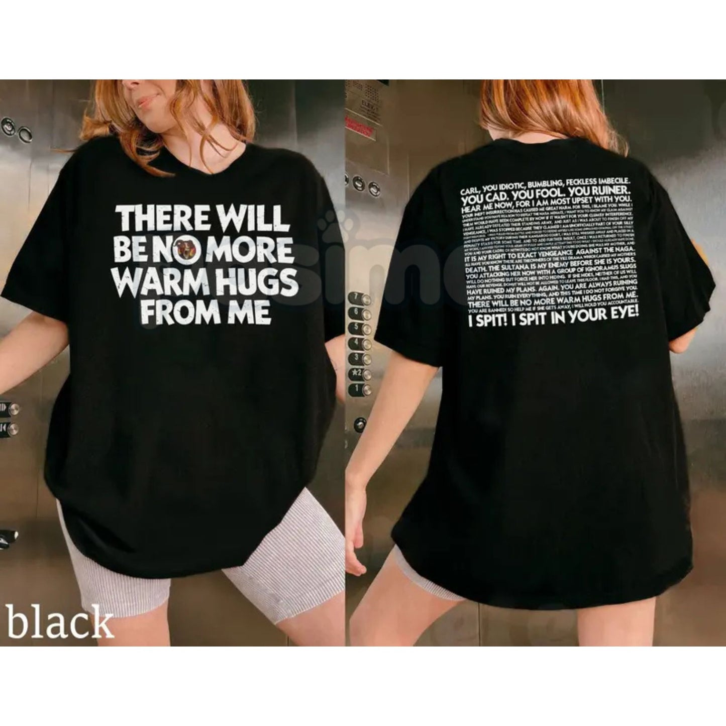 Comfort Colors® Prepotente "No More Warm Hugs" T-Shirt – Two-Sided Dungeon Crawler Carl Tee, Princess Donut & Carl Graphic Shirt, LitRPG Book Lover Gift