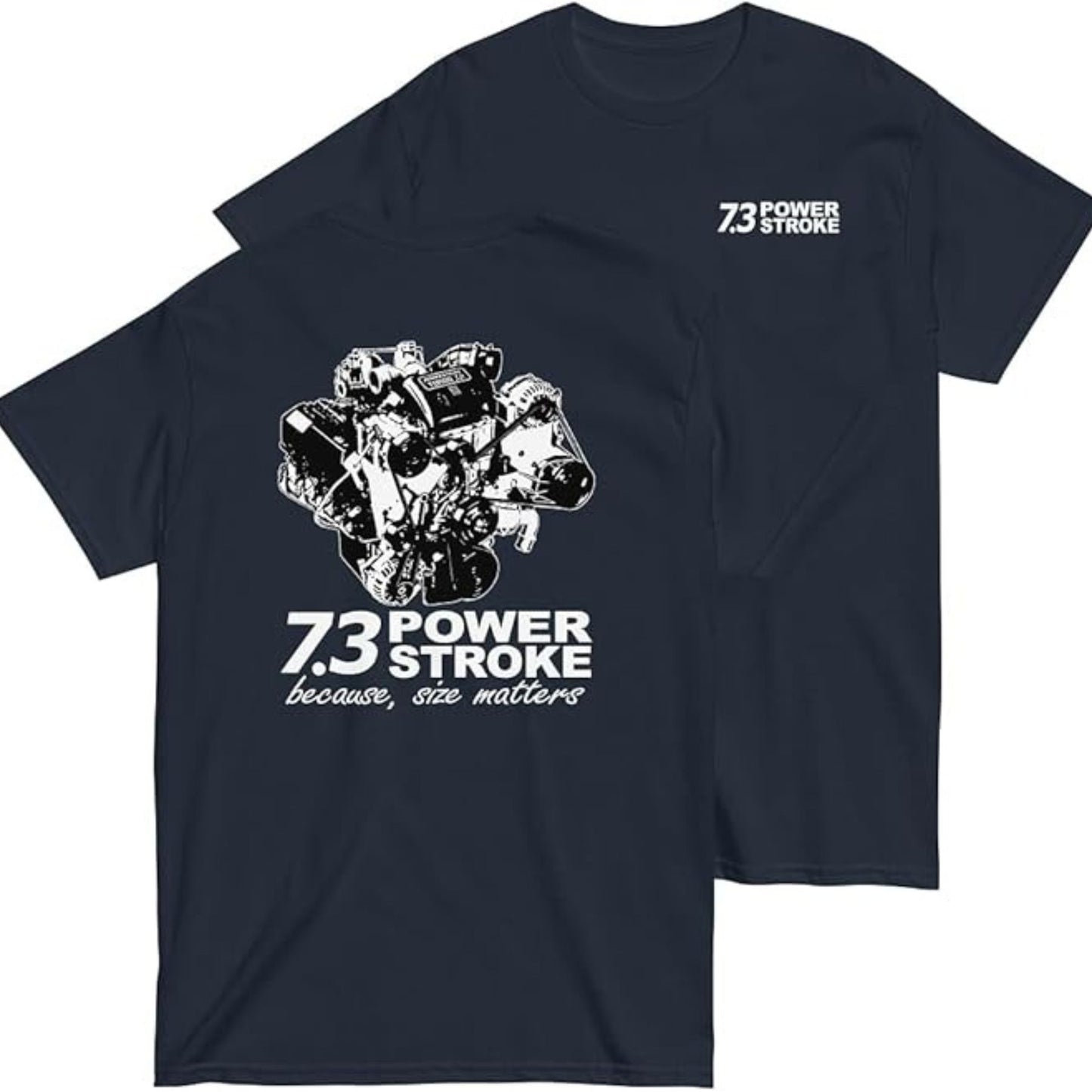 7.3 Power T-Shirt - 2-Sided Ford Truck Engine Graphic Tee, 90s Styled Menswear