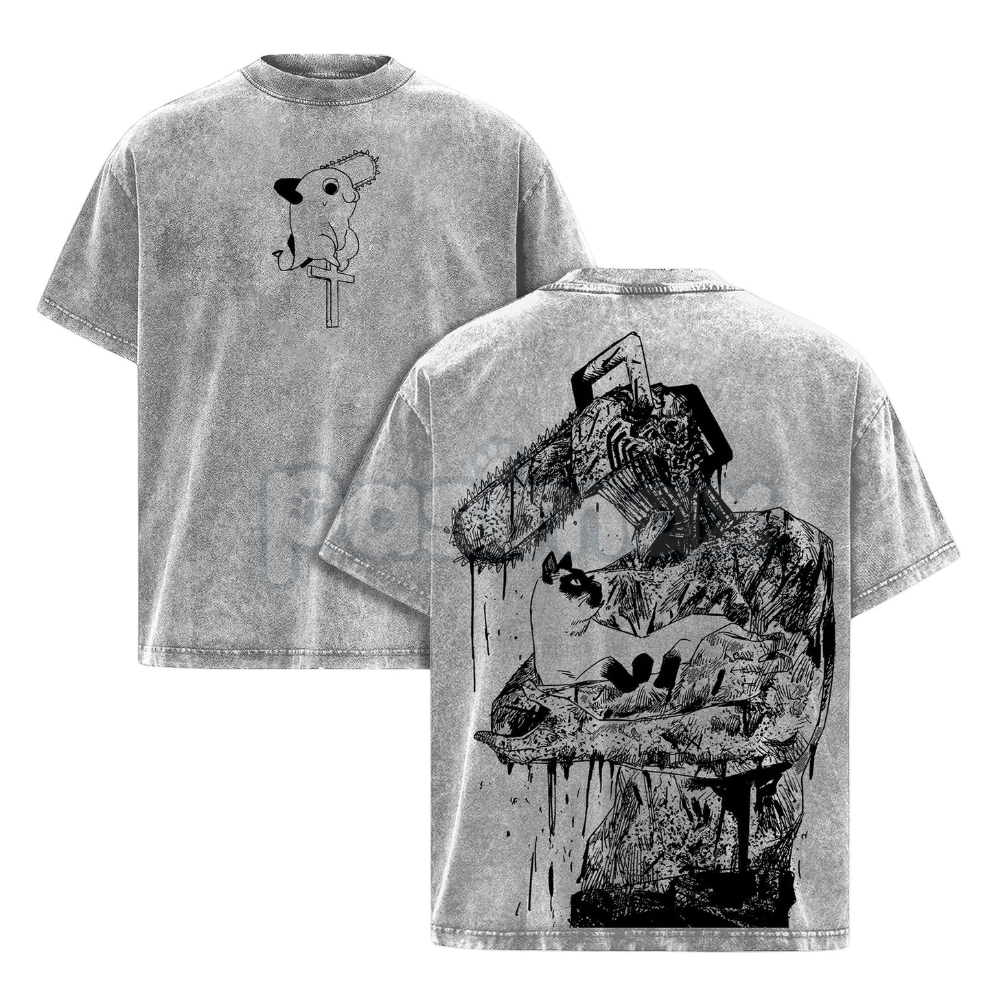 Chainsaw Man Denji T-Shirt – Vintage Washed Oversized Heavy Cotton Tee, Anime Streetwear