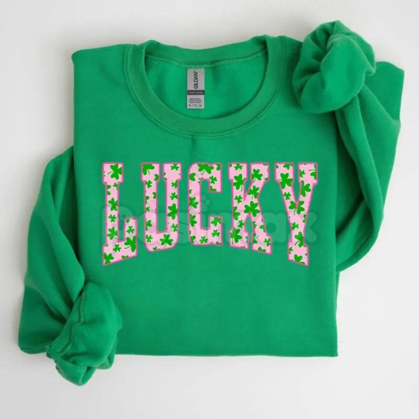 Lucky Clover Sweatshirt | Green Shamrock Design | St Patrick's Day Aesthetic Crewneck | Minimalist Lucky Shirt for Women | Retro Irish Shamrock Graphic Jumper | Shamrock Pullover