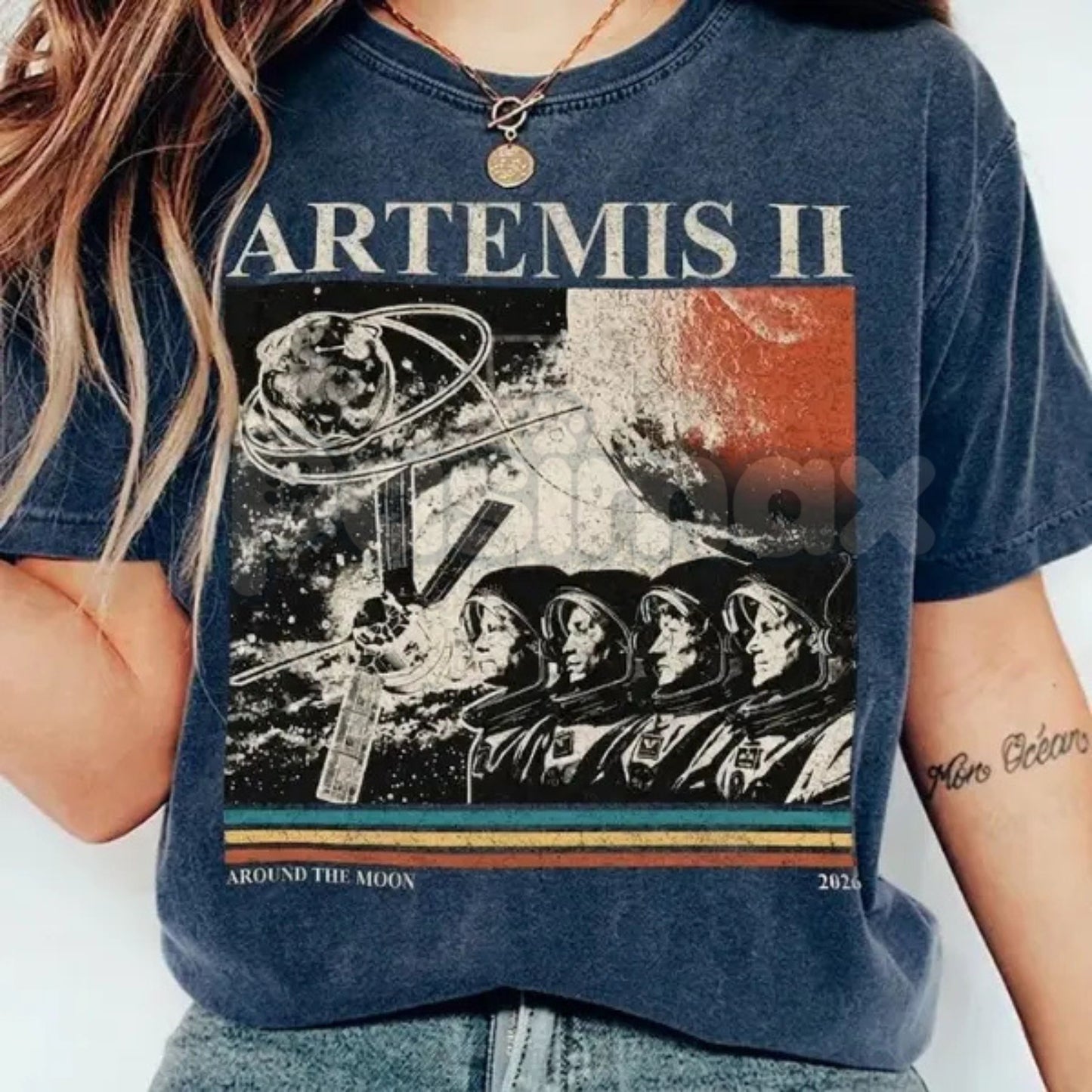 Comfort Colors® Artemis II "Around The Moon" T-Shirt – Vintage NASA Space Mission Tee, Retro Artemis 2 Graphic Shirt, Science & Astronomy Fan Gift