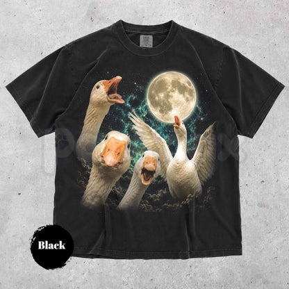 Comfort Colors® Goose Moon T-Shirt – Vintage Silly Goose Graphic Tee, Retro Farm Animal & Woodland Nature Aesthetic Unisex Top