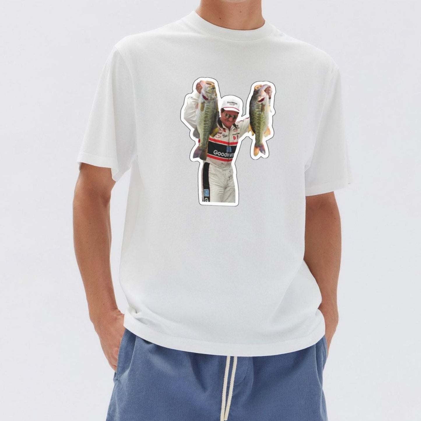 Dale Earnhardt Fishing Graphic Tee - Bass Angler & NASCAR Legend Shirt, Vintage Racing Apparel