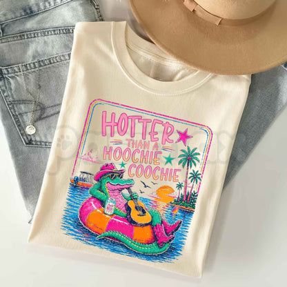 Comfort Colors® "Super Hot Summer" Crocodile Vacation T-Shirt – Funny Alligator Beach Graphic Tee, Retro Aesthetic Holiday Vibes Unisex Top