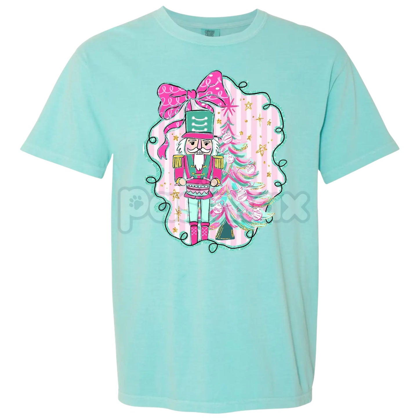 'NLB' Nutcracker Ballet Comfort Colors® T-Shirt – Pink & Teal Christmas Dancer Gift, Vintage Holiday Performance Tee