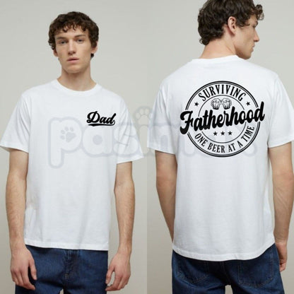 "Surviving Fatherhood One Beer At A Time" T-Shirt – Funny 2-Sided Dad Gift Tee