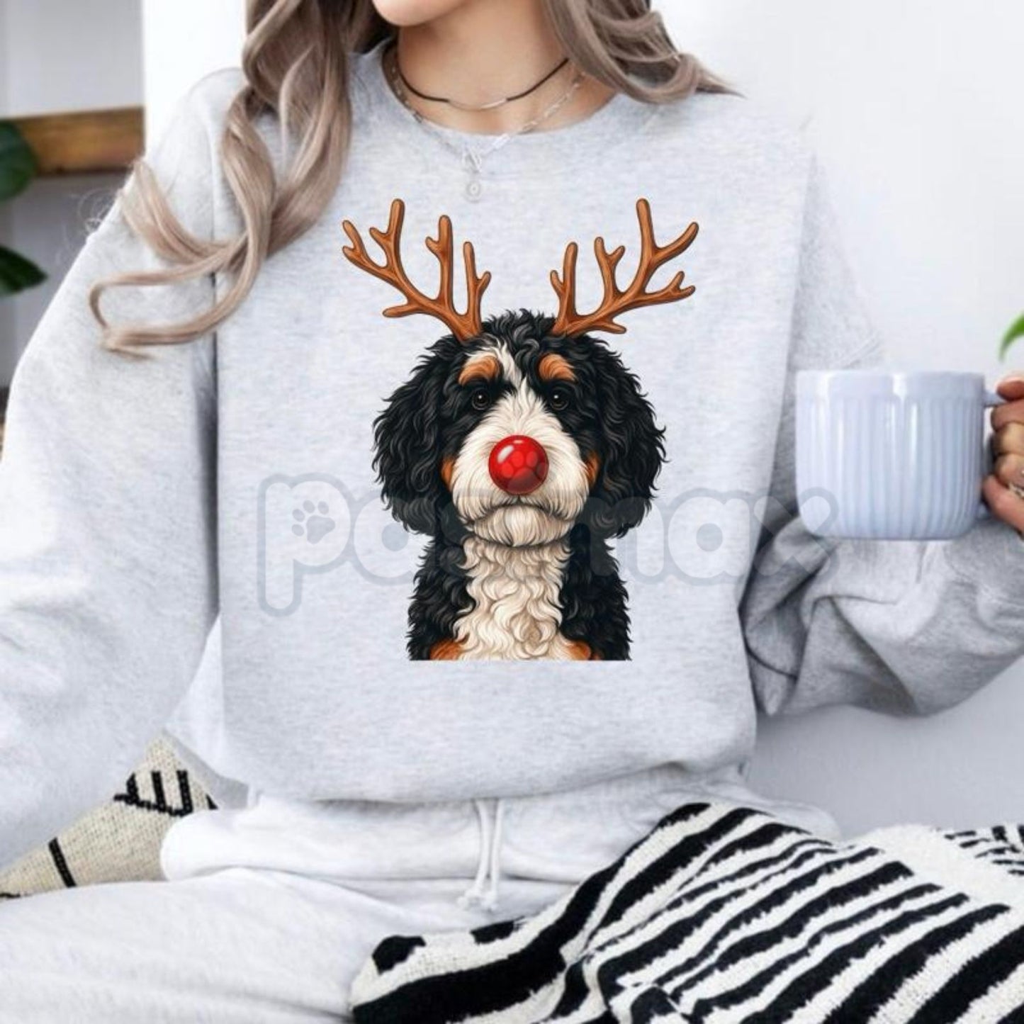 Christmas Reindeer Dog Sweatshirt – Festive Pet Graphic Holiday Apparel