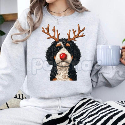 Christmas Reindeer Dog Sweatshirt – Festive Pet Graphic Holiday Apparel