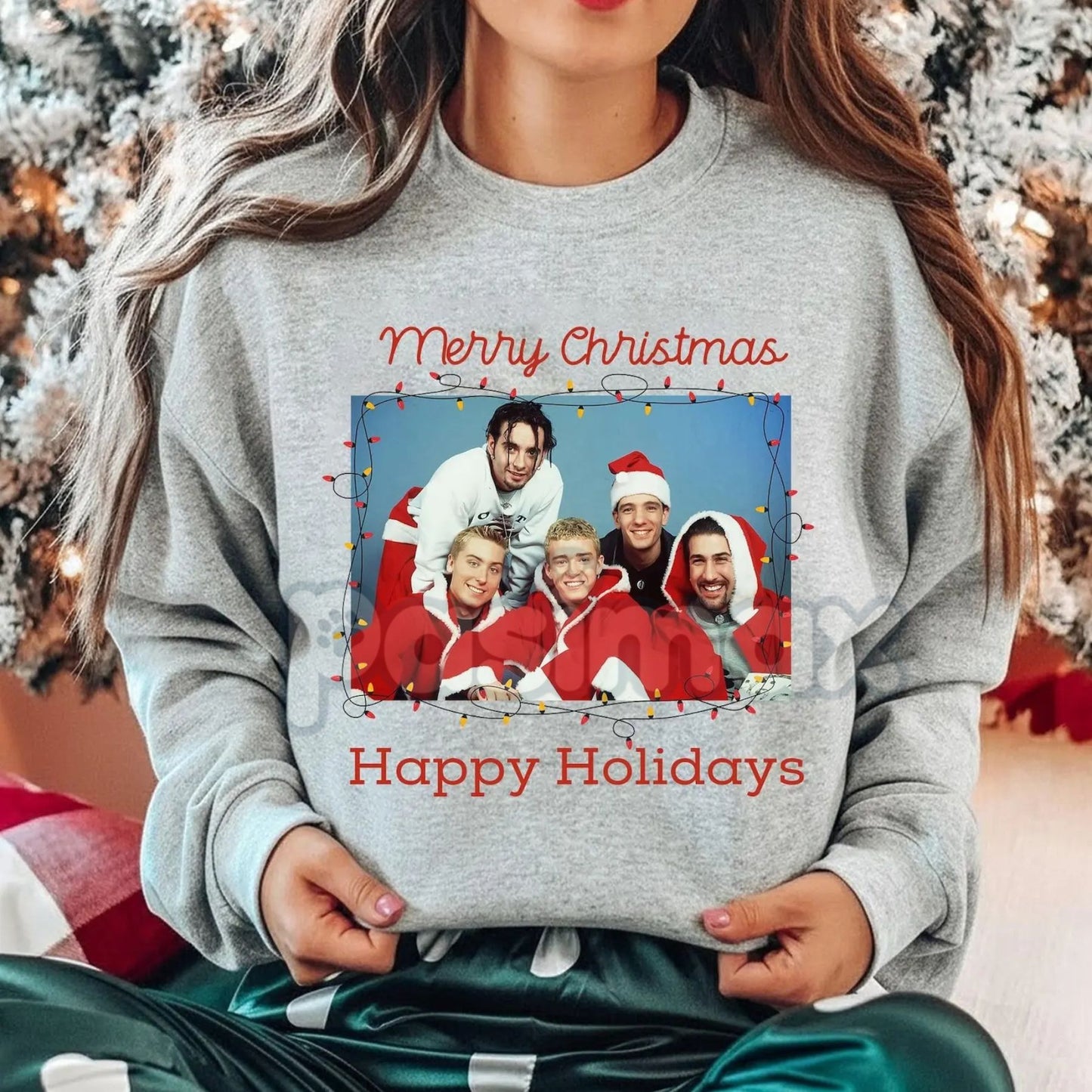 Ugly NSYNC Christmas Sweatshirt | 90s Boy Band Holiday Jumper | Retro NSYNC Merry Christmas Crewneck | Tacky Pop Star Xmas Gift