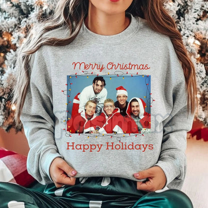 Ugly NSYNC Christmas Sweatshirt | 90s Boy Band Holiday Jumper | Retro NSYNC Merry Christmas Crewneck | Tacky Pop Star Xmas Gift