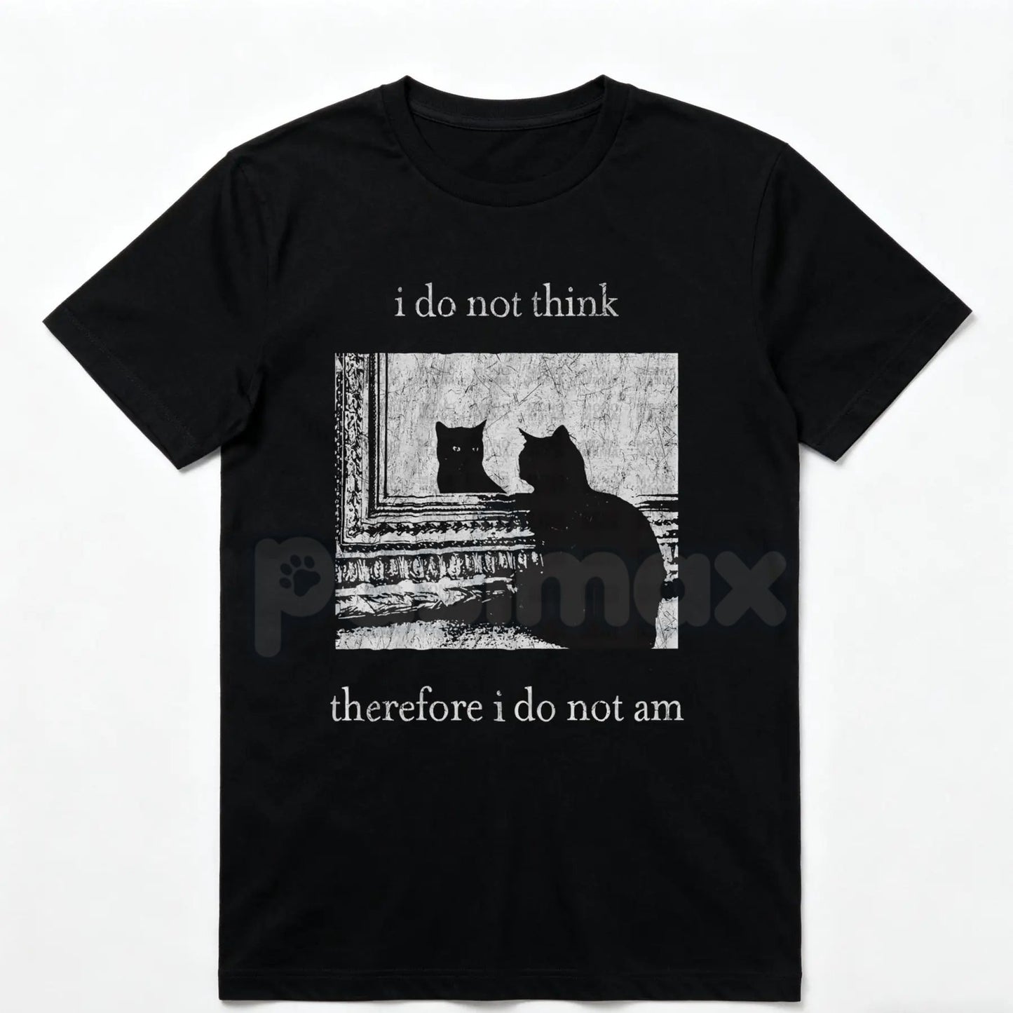 "I Do Not Think" Cat Tee - Goth Aesthetic Graphic T-Shirt, Funny Surreal Cat Humor, 90s Vintage Grunge Clothing