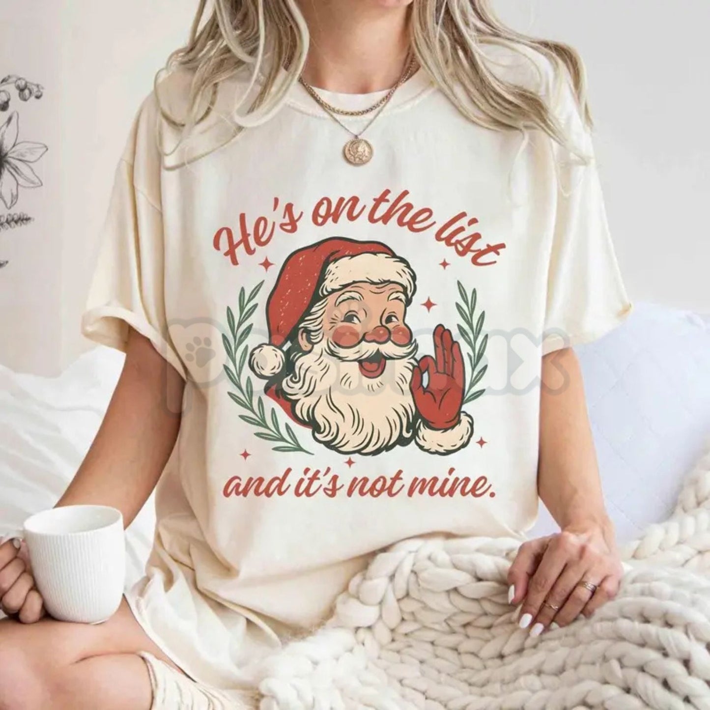 Santa Claus "He's On The List" FDT Xmas Shirt - Funny Political Holiday Tee, Unisex Subversive Christmas Apparel, Naughty List Slogan