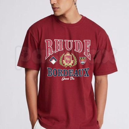 Rhude Bordeaux Grand Prix Graphic T-Shirt – Luxury Vintage Motorsport Streetwear Tee