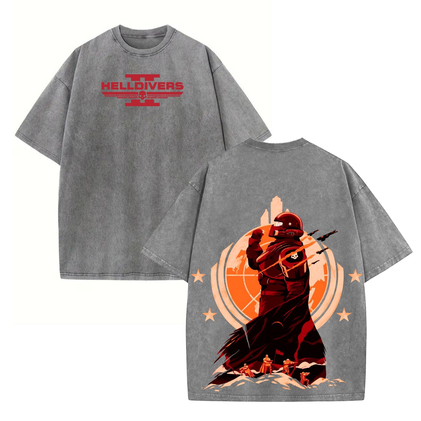 Helldivers 2 Fan-Art T-Shirt – Oversize Heavyweight Cotton Tee, Unisex Liber-Tea Graphic