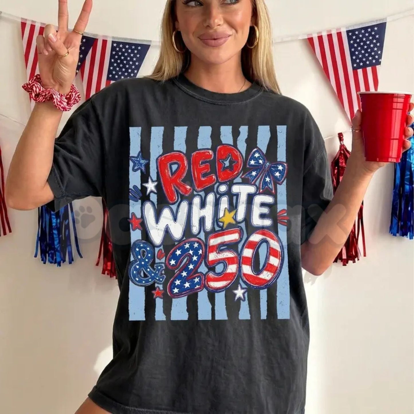 Comfort Colors® 250th Anniversary T-Shirt – Retro Red White and 250 Tee, Preppy Patriotic USA Shirt, Vintage America Semi-Quincentennial Top