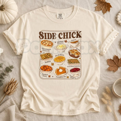 Comfort Colors® Side Chick Thanksgiving T-Shirt – Funny Side Dish Graphic Tee, Holiday Foodie Unisex Top & Friendsgiving Gift