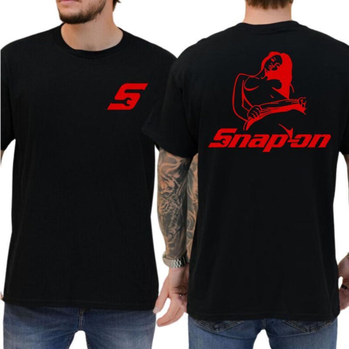 Snap-on Double Print Tee - Unique Auto Mechanic Graphic Shirt, Bold Casual Streetwear