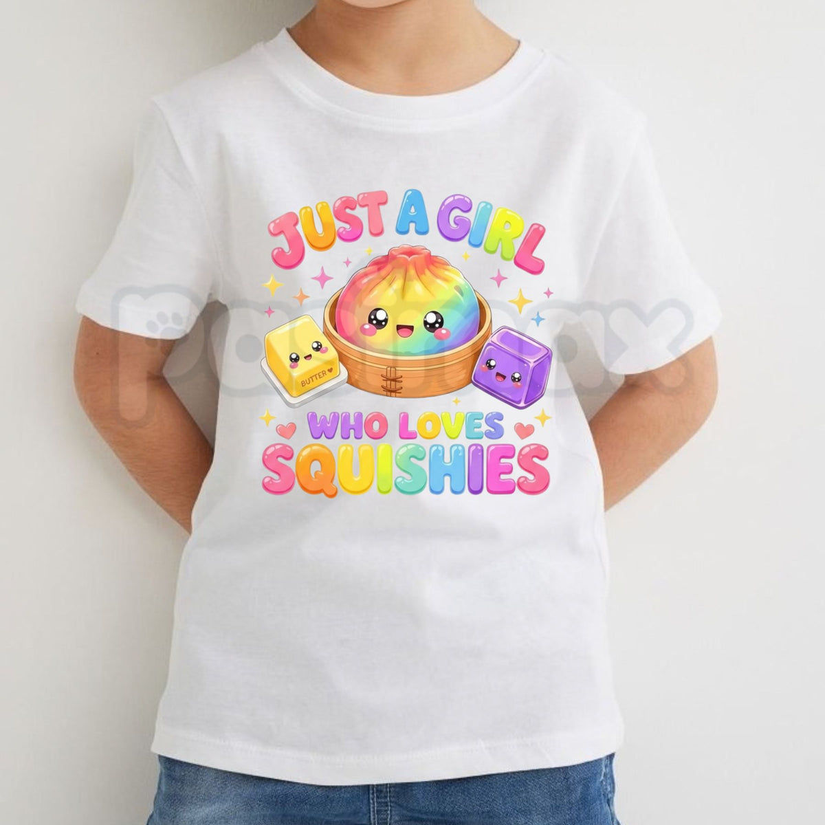 Just A Girl Who Loves Squishies Cute Kawaii Kid T-Shirt – Soft Plush Toy Graphic Tee