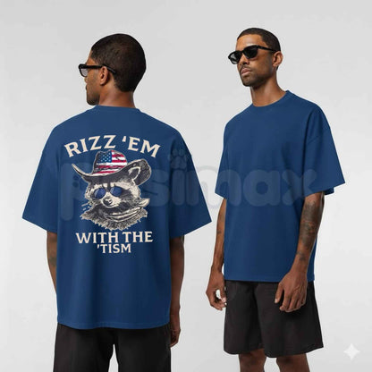 Patriotic Rizz Em With The Tism T-Shirt – Funny Cool Raccoon Patriotic Unisex Tee