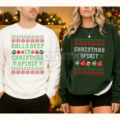 Funny Couples Christmas Sweatshirt | Christmas Spirit Couple Matching Jumpers | Humorous Holiday Relationship Gift
