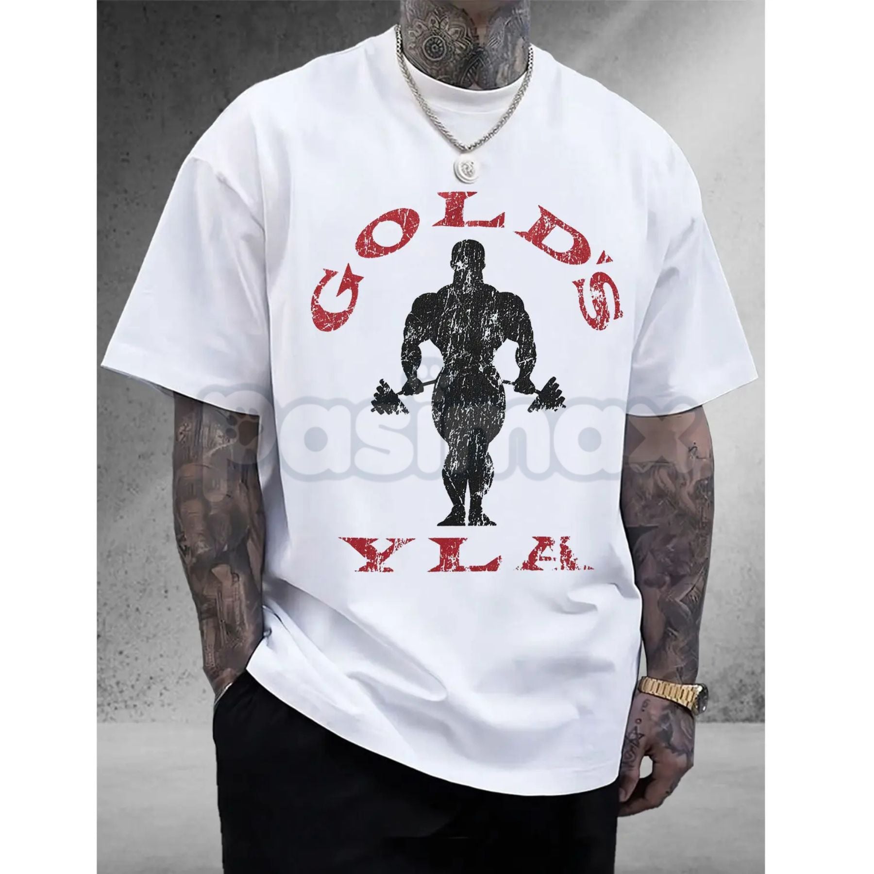 LÝFT×GOLD'S GYM VINTAGE LOGO BIG T-SHIRT LÝFT × GOLD'S GYM Vintage Graphic Big T-Shirt 1480 – フィットネス