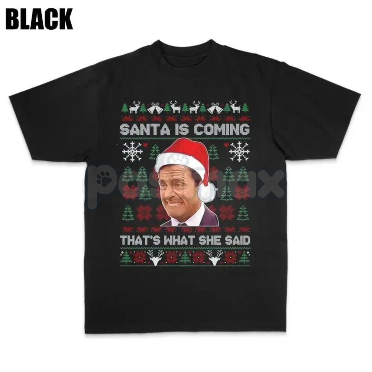 Funny The Office Christmas Shirt - Santa Is Coming That’s What She Said Michael Scott Meme Tee, Irreverent Holiday Gift, The Office Fan Merch