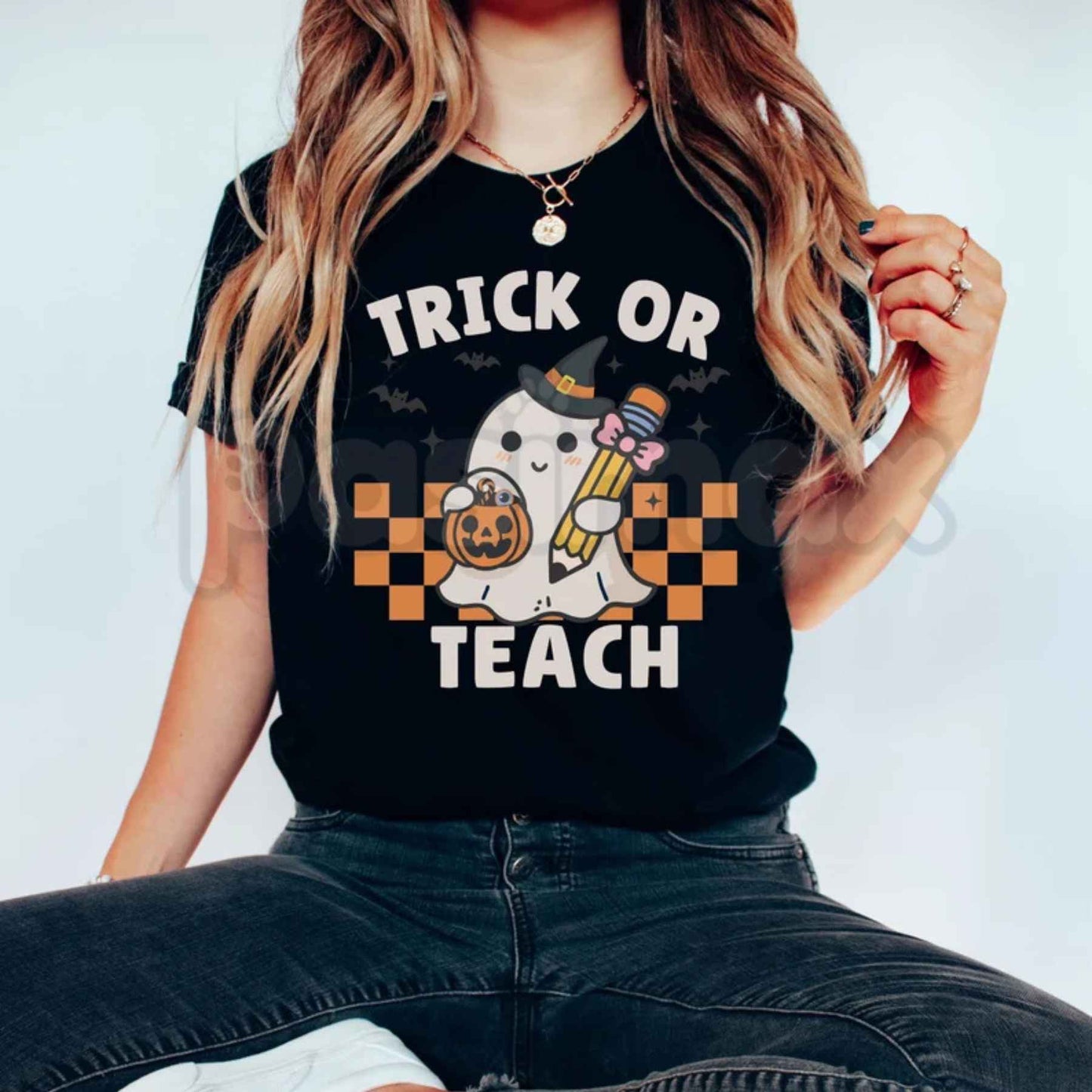 Comfort Colors® Retro Ghost Teacher Halloween T-Shirt – "Trick or Teach" Spooky Season Graphic Tee, Elementary Educator Unisex Top