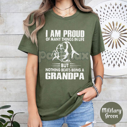 "Proud of Many Things" Grandpa T-Shirt - Personalized Monogrammed Tee, Funny Grandfather Gift