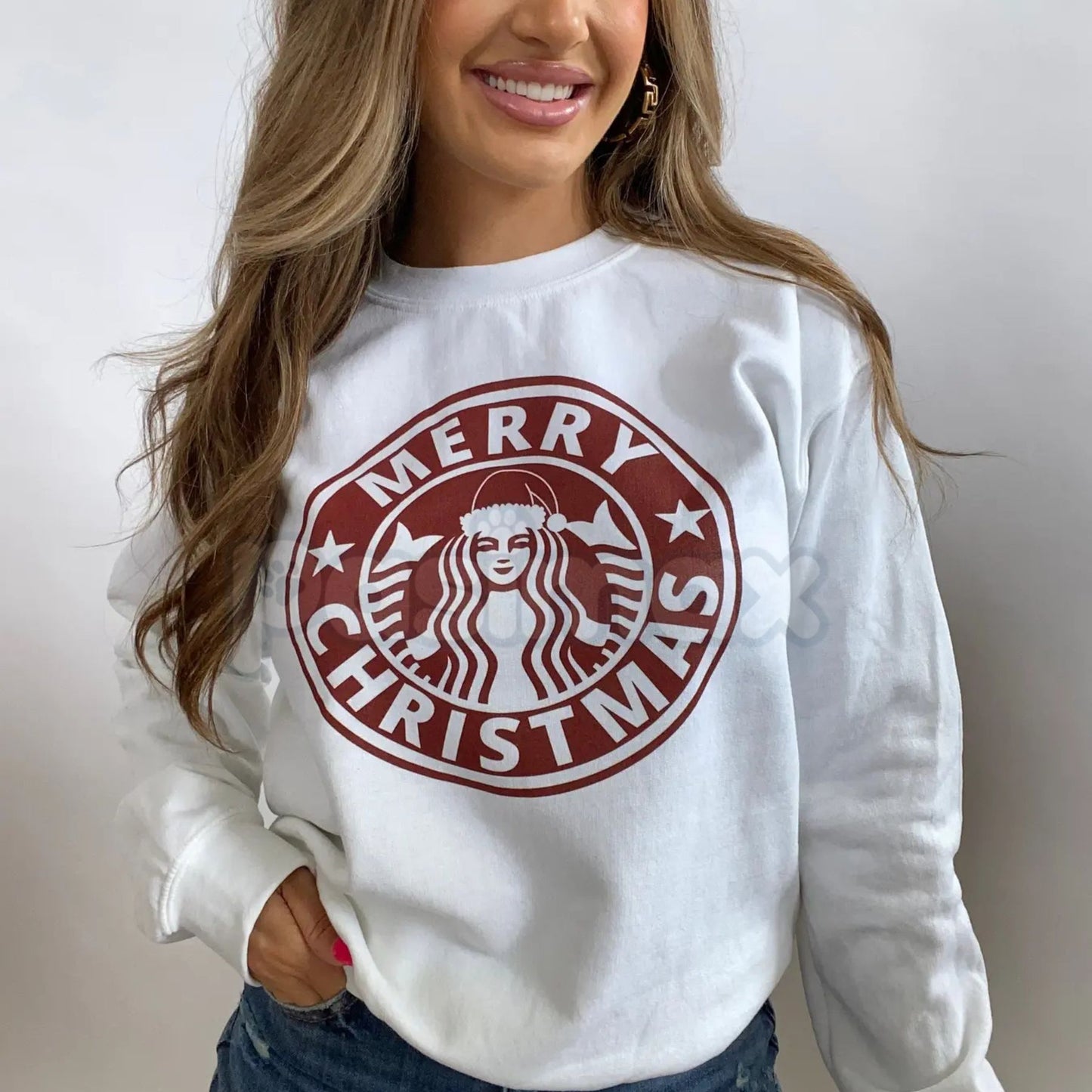 Merry Christmas Graphics Sweatshirt | Festive Holiday Design Jumper | Classic Xmas Cheer Crewneck | Fun Christmas Apparel