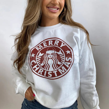 Merry Christmas Graphics Sweatshirt | Festive Holiday Design Jumper | Classic Xmas Cheer Crewneck | Fun Christmas Apparel