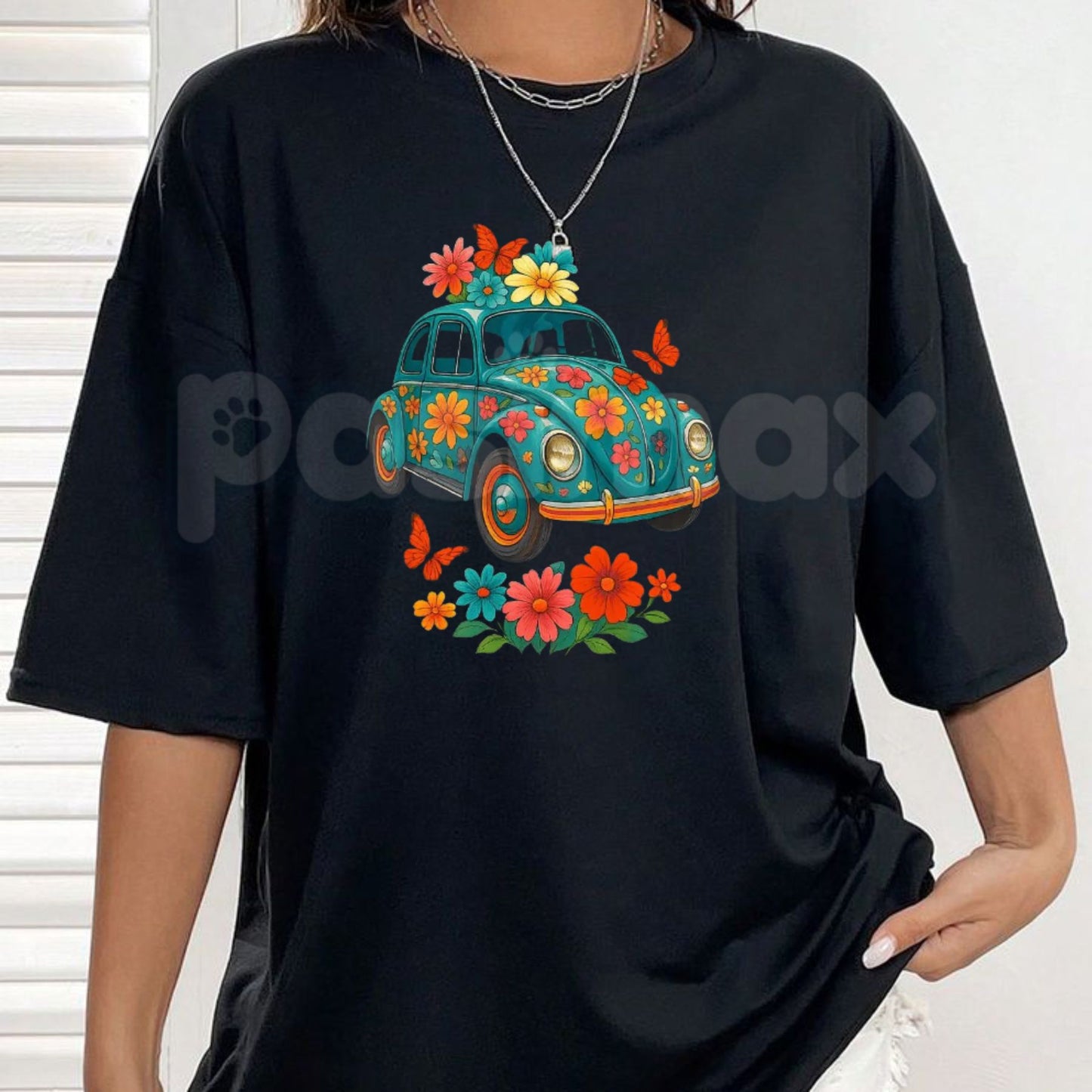 Women's Turquoise Floral Graphic T-Shirt – Aesthetic Botanical Short Sleeve Tee, Premium 100% Cotton Boho Flower Top, Soft Lived-In Heavyweight Southwest Style Shirt, Made in USA