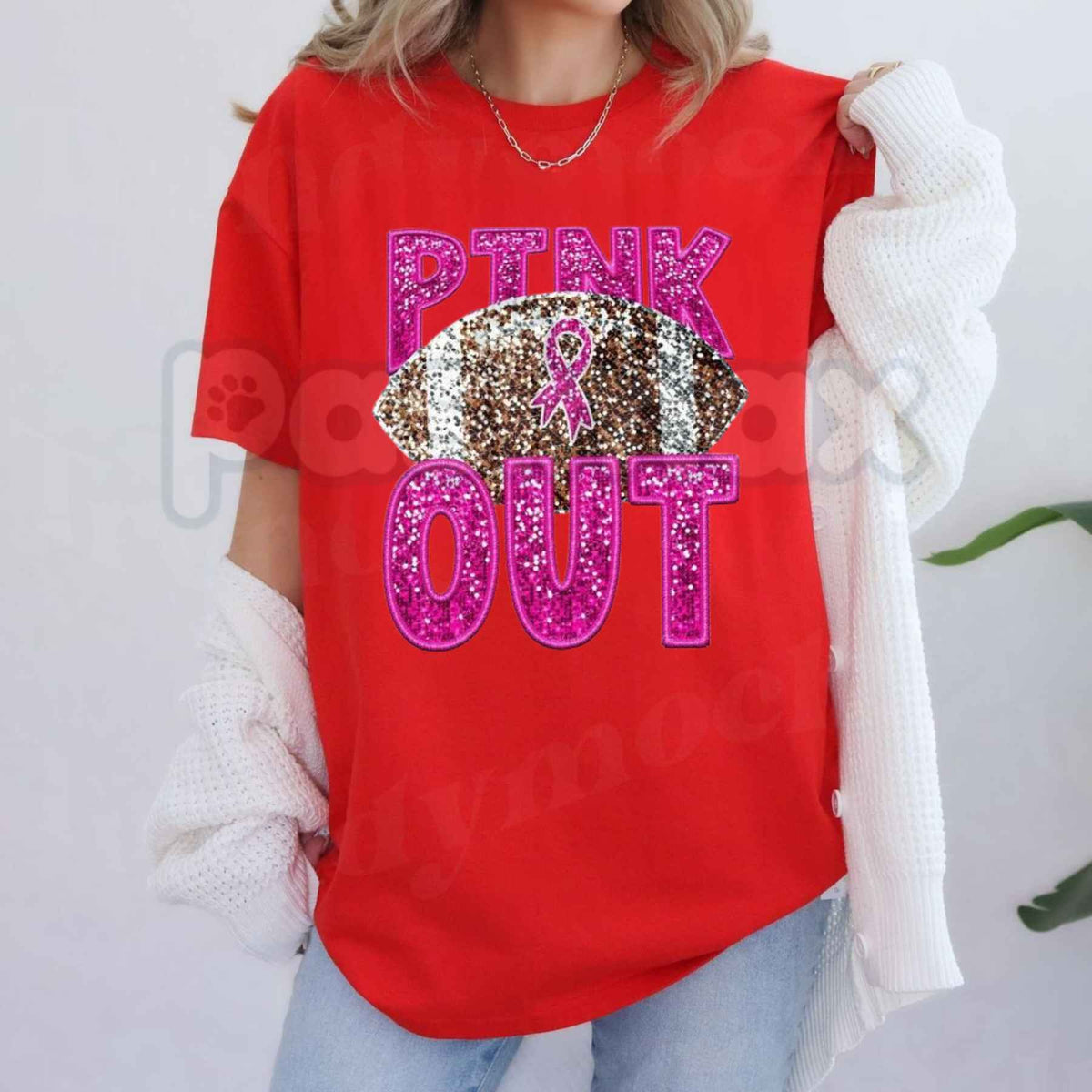 Pink Ribbon Football Breast Cancer Awareness T-Shirt – Women's Summer Graphic Tee